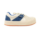 White And Blue Snow Low Top Sneakers