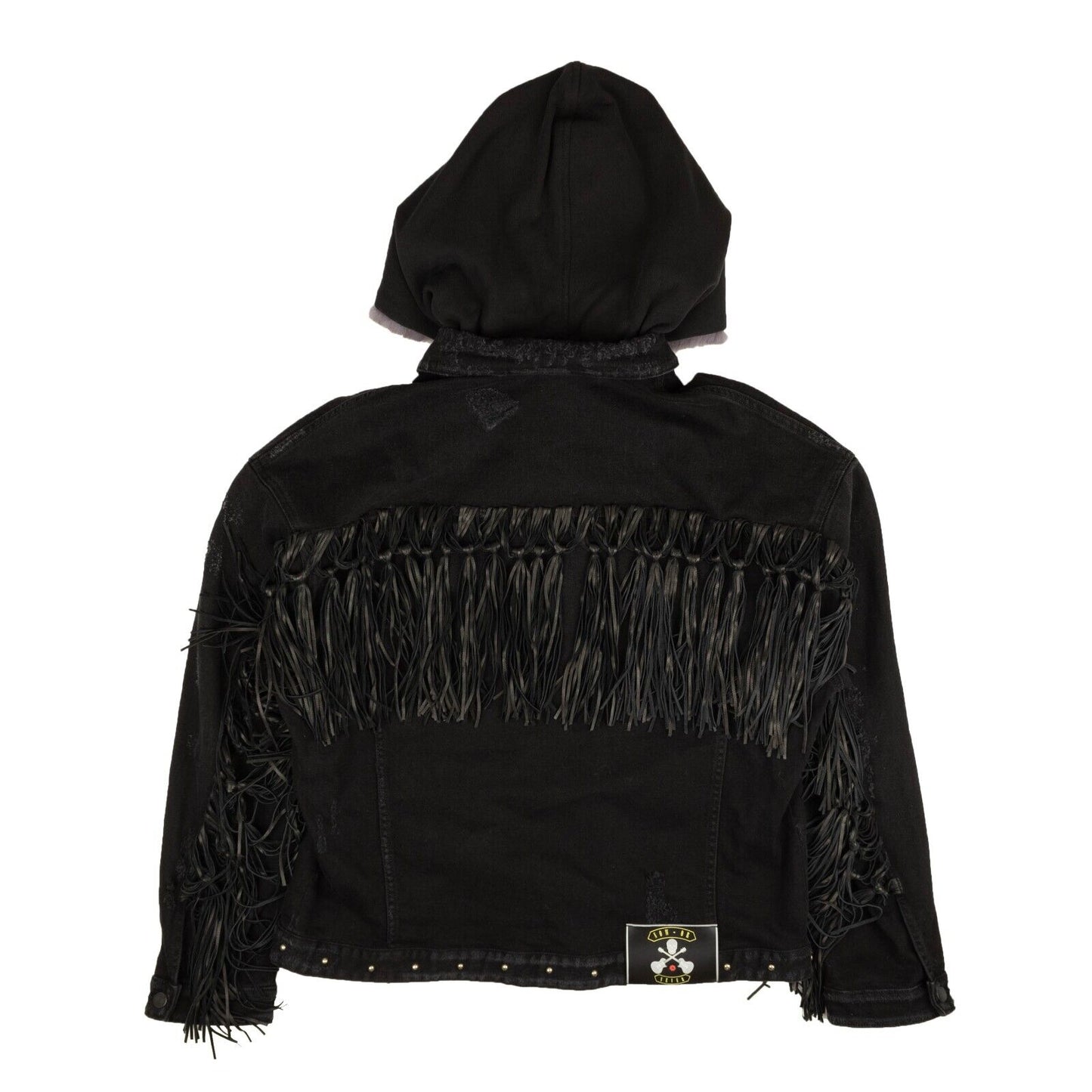 Black Fleetwood Fur Denim Hooded Trucker Jacket