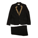 Women's Black Gold Trimmed Wool Dress Suit