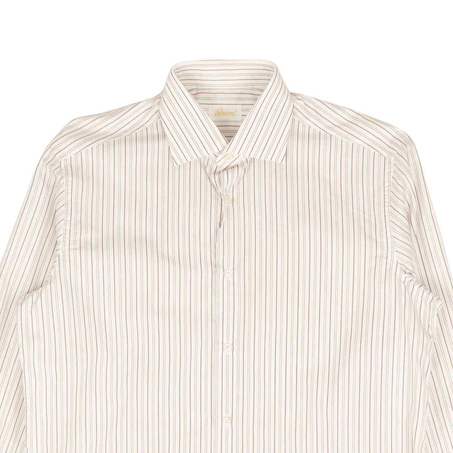 Brioni Pinstripe Dress Shirt - White/Brown