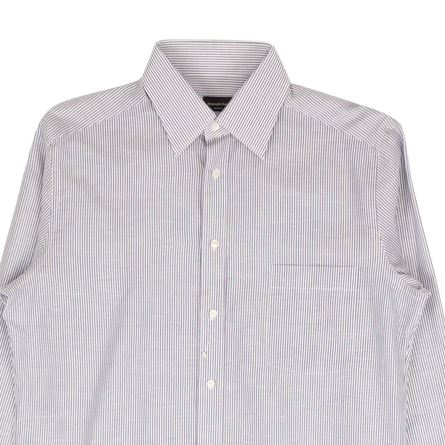 Blue And White Striped Cotton Dress Shirt