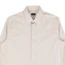 Taupe And White Striped Cotton Dress Shirt