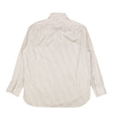 Taupe And White Striped Cotton Dress Shirt