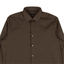 Brown Cotton Button Down Dress Shirt