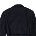 Navy Blue Textured Wool And Canvas Mohair Jacket