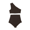 Chocolate Brown One Shoulder Bikini Swim Suit