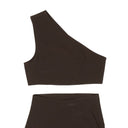 Chocolate Brown One Shoulder Bikini Swim Suit