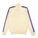 White Oblique Motif High Collar Pullover Sweater