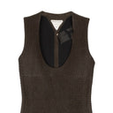 BOTTEGA VENETA BROWN QUILTED LEATHER SLEEVELESS DRESS