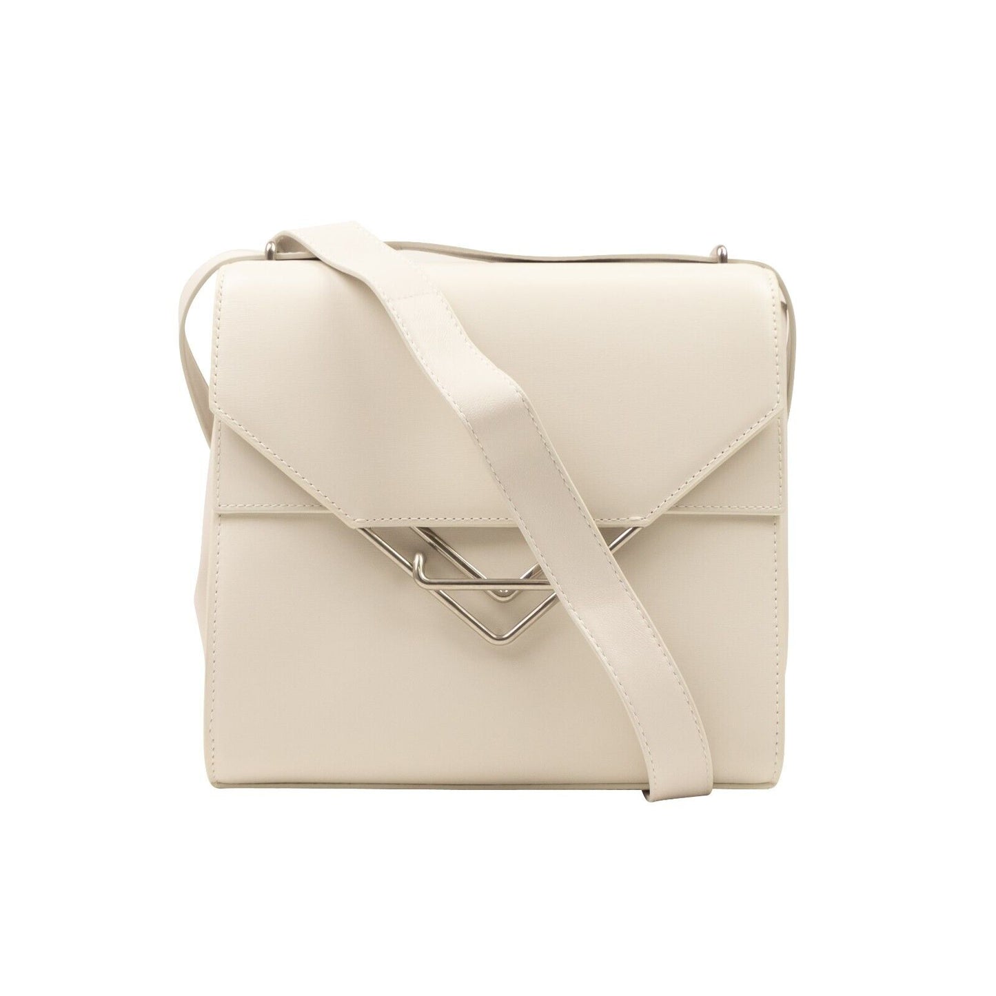 Bottega Veneta Leather Clip Shoulder Bag - Chalk White