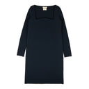 BOTTEGA VENETA PETROL BLUE STRETCH WOOL KNIT MIDI DRESS