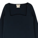 BOTTEGA VENETA PETROL BLUE STRETCH WOOL KNIT MIDI DRESS