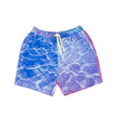 Blue, Pink And Purple Pool Print Swim Trunks