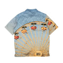 Blue Ferris Wheel Print Silk Button Down Shirt