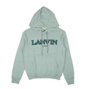 Bluish Grey Cotton Curb Logo Hoodie