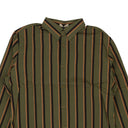 Olive Green Striped Button Down Blouse