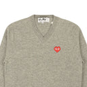 Comme Des Garçons Play V-Neck Sweater - Heather Gray