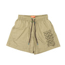 Tan Nylon Outline Logo Print Shorts