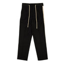 Black Cotton Track Detail Belt Pants