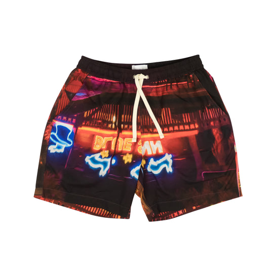 Multicolor Nylon Wizard Print Swim Trunks