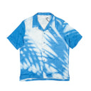 Blue Viscose Shadow Print Short Sleeve Shirt