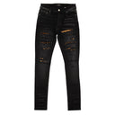 Amiri Leopard Distressed Thrasher Jeans - Aged Black