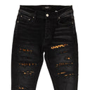 Amiri Leopard Distressed Thrasher Jeans - Aged Black