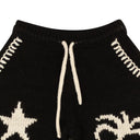 Black Acrylic Night Sky Print Knit Shorts