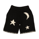 Black Acrylic Night Sky Print Knit Shorts