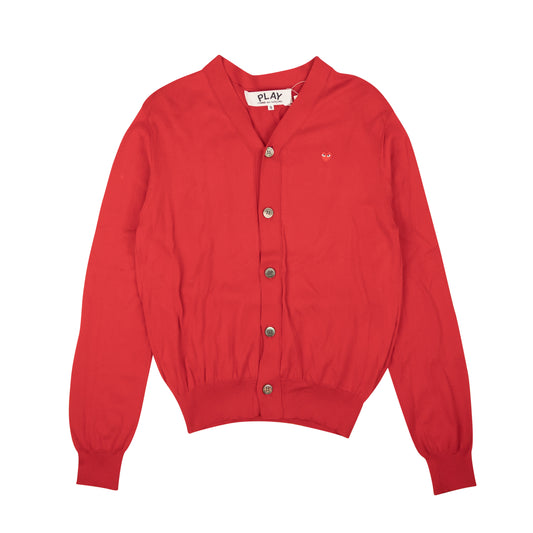 Comme Des Garçons Play Red Little Heart Knit Button Cardigan - Red