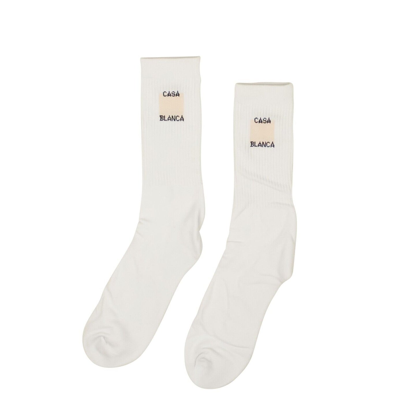 Casablanca Cotton Square Logo Sport Socks - White