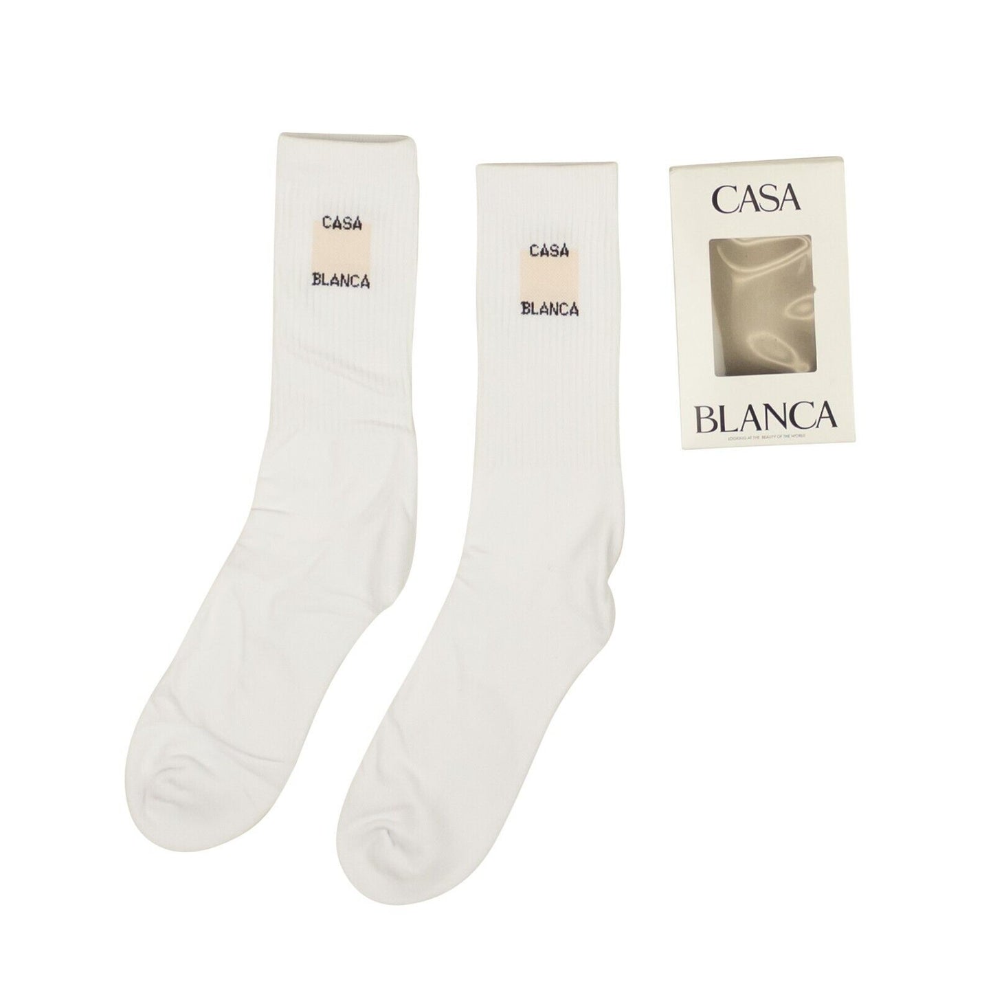 Casablanca Cotton Square Logo Sport Socks - White