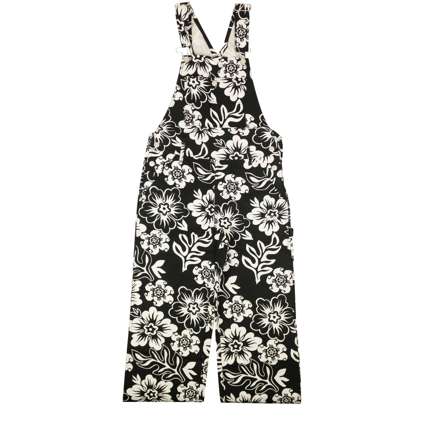 Stussy Cotton Perri All Over Floral Print Overalls - Black