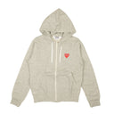 Comme Des Garçons Play 5 Red Hearts Hoodie - Gray
