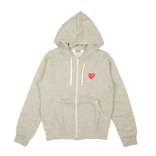 Comme Des Garçons Play 5 Red Hearts Hoodie - Gray