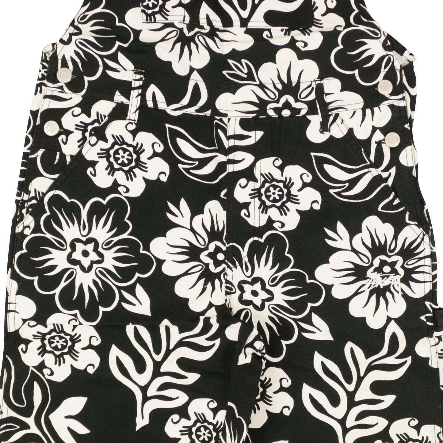 Stussy Cotton Perri All Over Floral Print Overalls - Black