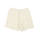 White Cotton Crotchet Design Relax Fit Shorts