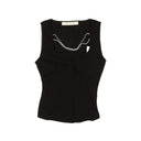 Black Viscose Sleeveless Chain Detail Top