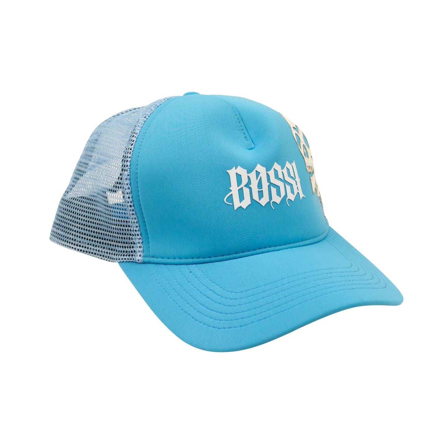 Bossi Skull Trucker Hat - Baby Blue