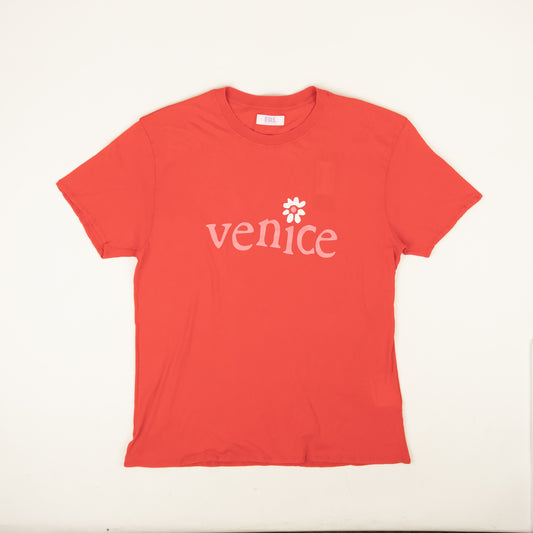 Erl Cotton Venice Print Short Sleeve T-Shirt - Red