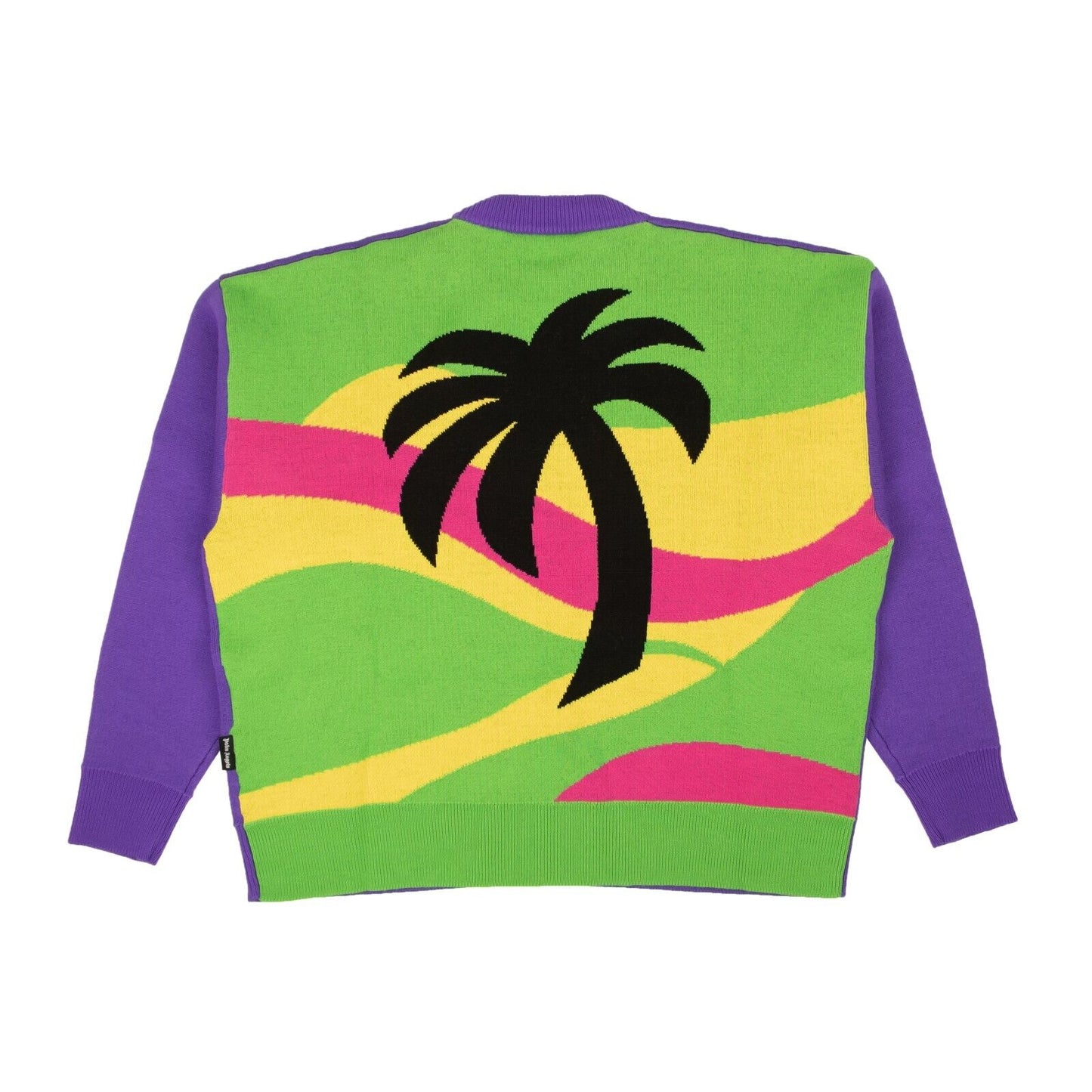 Purple Intarsia Palm Tree Knit Sweater