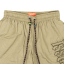 Tan Nylon Outline Logo Print Shorts