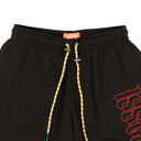 Black Nylon Logo Print Outline Shorts