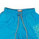 Blue Nylon Outline Logo Print Shorts