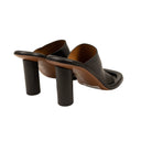Black Leather Cushion Slip On Mule Pumps
