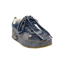Washed Denim Blue Frayed Edges Deconstructed Sneakers