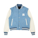 Carolina Blue Wool Letterman Bomber Jacket
