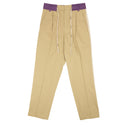 Beige And Purple Cotton Track Belt Pants