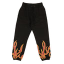 Black Cotton Graffiti Flames Graphic Sweatpants