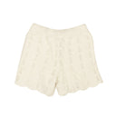 White Cotton Crotchet Design Relax Fit Shorts